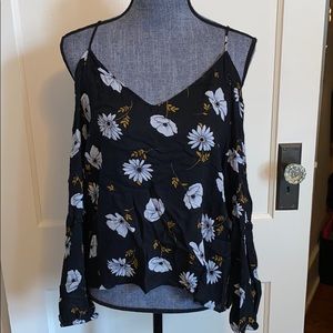 Floral cold shoulder top